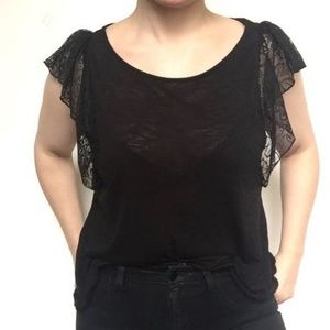 EUC Lauren Conrad Lace Flutter Sleeve Top